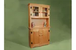 This tall country hutch offers is made of wood and has doors across the bottom and a center shelf