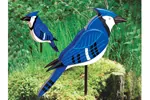 Layered big 3D blue jay can be staked into the yard in a garden or lawn area