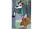 Terrorizing turket is a cute Thanksgiving scene perfect if you have a large tree
