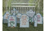 The create-a-graveyard yard art pattern includes eight different style headstones
