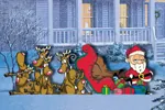 Sleigh mash is funny and eye-catching with all of the reindeer piled in front of Santa's sleigh