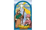 Beautiful arched designed nativity scene with Mary and Joseph